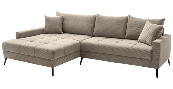ECKSOFA  in Cord Taupe  173/280 cm  - Taupe/Schwarz, KONVENTIONELL, Textil/Metall (173/280cm) - Hom`in