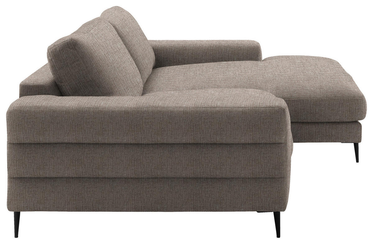 ECKSOFA in Flachgewebe Taupe  - Taupe/Schwarz, Design, Textil/Metall (253/177cm) - Dieter Knoll