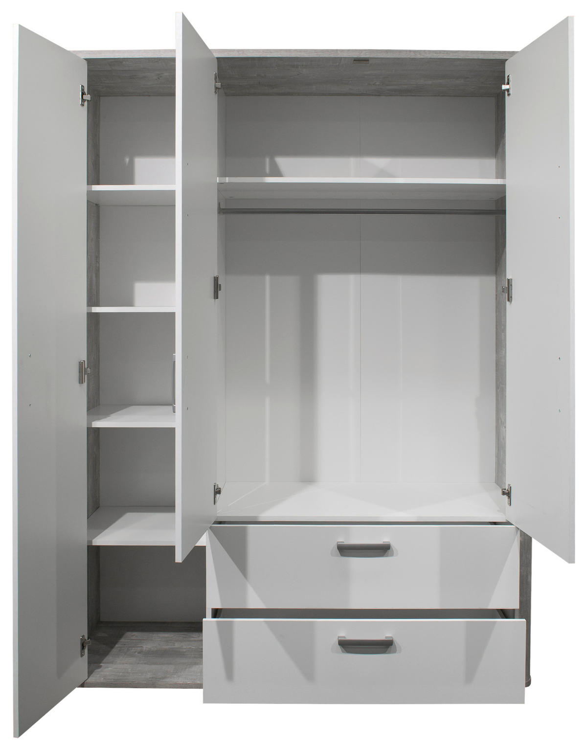 BABYKLEIDERSCHRANK Frieda  - Silberfarben/Grauweiß, Basics, Holzwerkstoff/Metall (138/189/51cm)