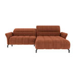 ECKSOFA Rostfarben Flachgewebe Rücken echt, Kopfteilverstellung, Sitztiefenverstellung  - Rostfarben/Schwarz, KONVENTIONELL, Textil/Metall (272/175cm) - Carryhome