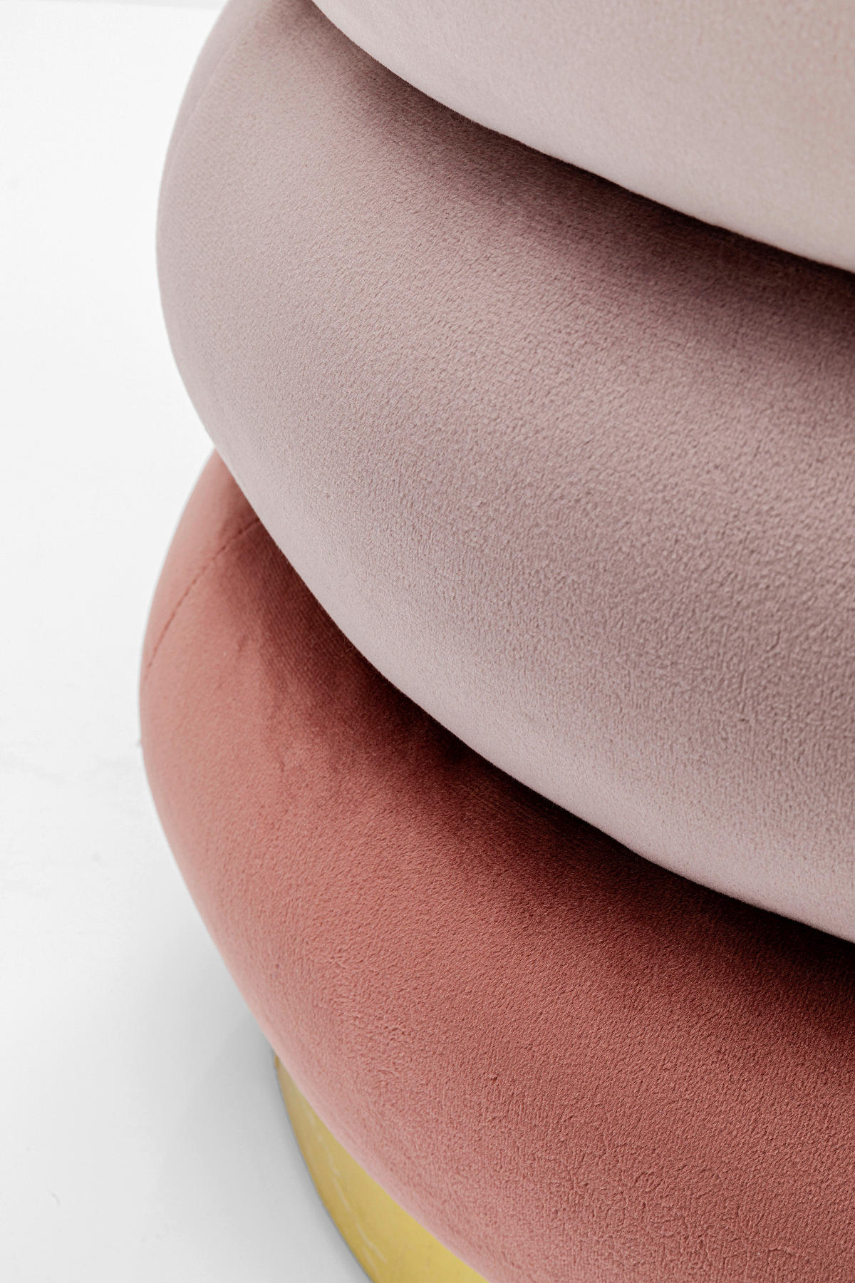 HOCKER Samt Creme, Rosa, Beige  - Beige/Creme, Trend, Textil/Metall (45/40/45cm) - Kare-Design