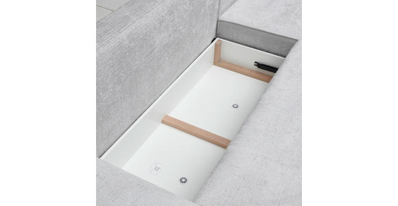 ECKSOFA in Plüsch Grau  - Blaugrau/Schwarz, Design, Kunststoff/Textil (288/152cm) - Xora