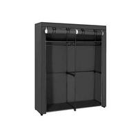 STOFFSCHRANK Schwarz  - Schwarz, Trend, Textil/Metall (140/174/43cm) - Boxxx