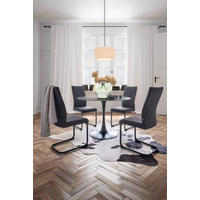 ESSTISCH in Metall, Glas 110/76/110 cm  - Schwarz, Design, Glas/Metall (110/76/110cm) - Carryhome