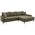 ECKSOFA  in Cord Grün  280/173 cm  - Schwarz/Grün, KONVENTIONELL, Textil/Metall (280/173cm) - Hom`in