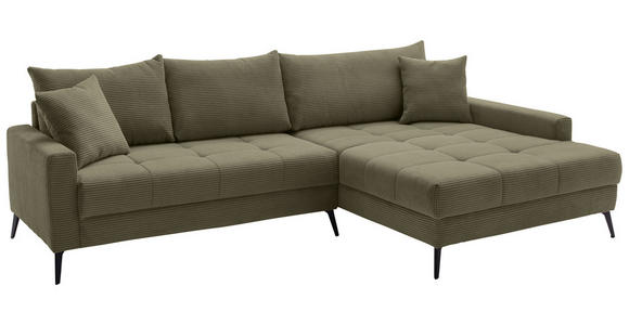 ECKSOFA  in Cord Grün  280/173 cm  - Schwarz/Grün, KONVENTIONELL, Textil/Metall (280/173cm) - Hom`in