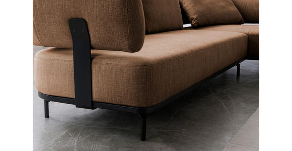 ECKSOFA Honig Flachgewebe  - Schwarz/Honig, Design, Textil/Metall (302/237cm) - Dieter Knoll