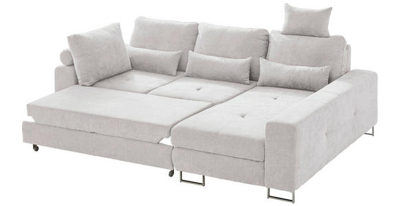 ECKSOFA Creme Flachgewebe  - Creme, Design, Textil/Metall (260/188cm) - Hom`in