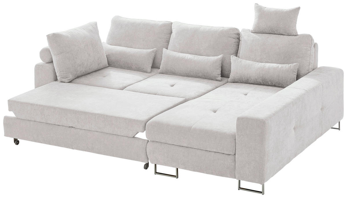 SEDEŽNA GARNITURA, gladka tkanina krem barve  - krem barve, Design, kovina/tekstil (260/188cm) - Hom`in