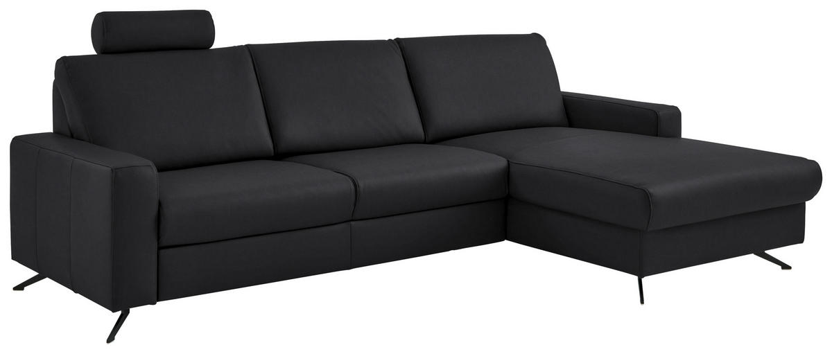 ECKSOFA in Echtleder Anthrazit  267/165 cm  - Anthrazit/Schwarz, Design, Leder/Metall (267/165cm) - Beldomo Premium