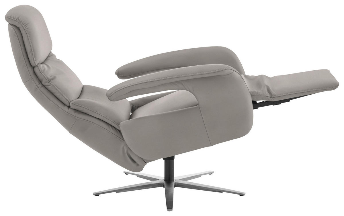 RELAXSESSEL in Leder Hellgrau  - Edelstahlfarben/Hellgrau, Design, Leder/Metall (76/119/86cm) - Dieter Knoll