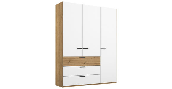 DREHTÜRENSCHRANK 3-türig Weiß, Eiche Artisan - Graphitfarben/Weiß, KONVENTIONELL, Holzwerkstoff/Metall (151/223/62cm) - Xora