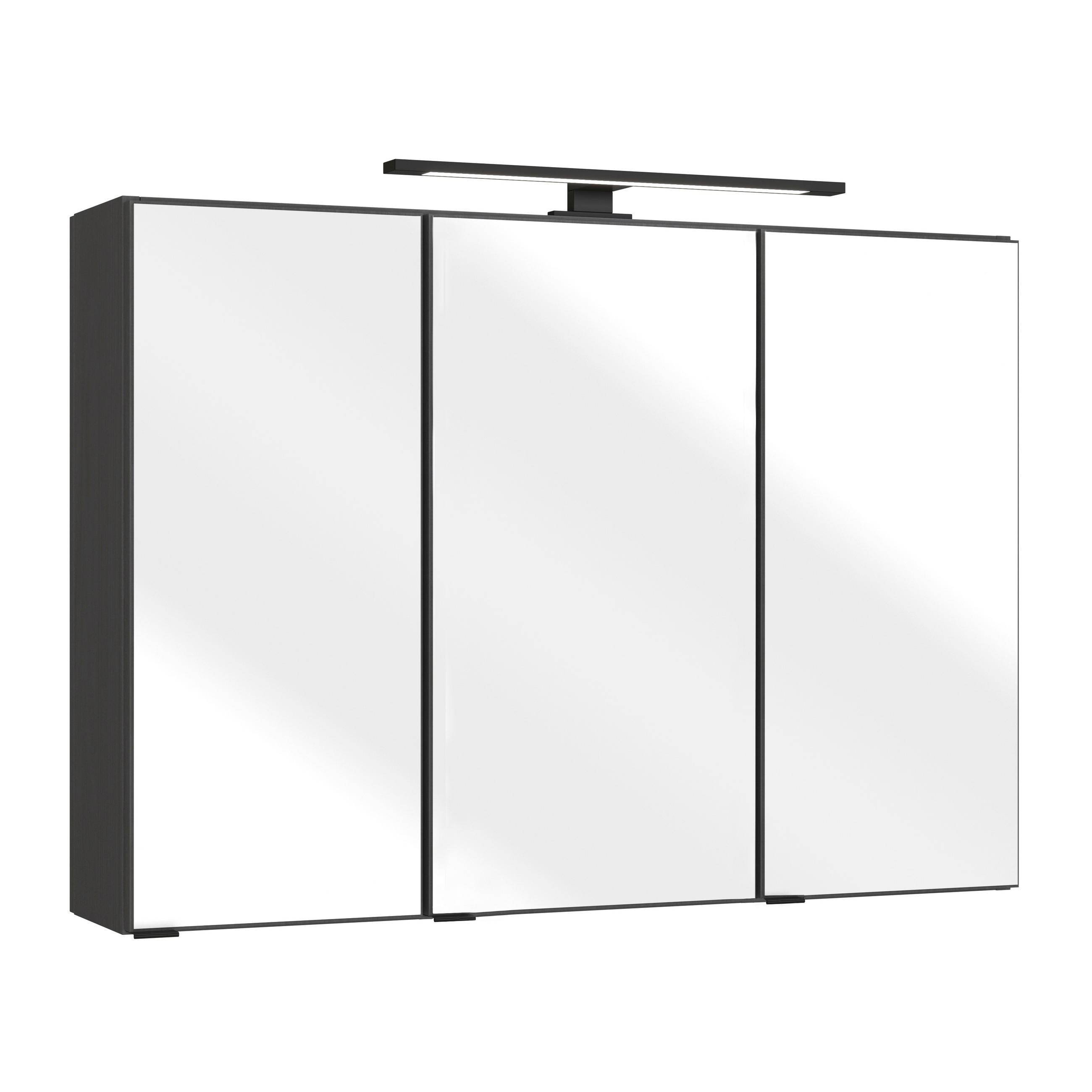 SPIEGELSCHRANK 90/64/20 cm  - Schwarz/Graphitfarben, Natur, Glas/Holzwerkstoff (90/64/20cm) - Xora