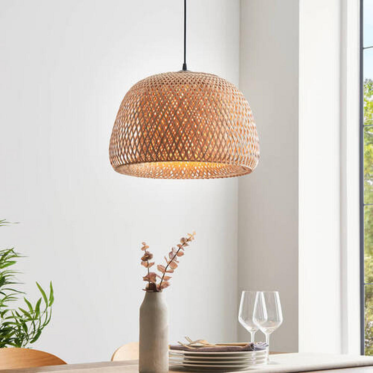 HÄNGELEUCHTE 42/154 cm  - Goldfarben/Naturfarben, Natur, Holz (42/154cm) - ENDON