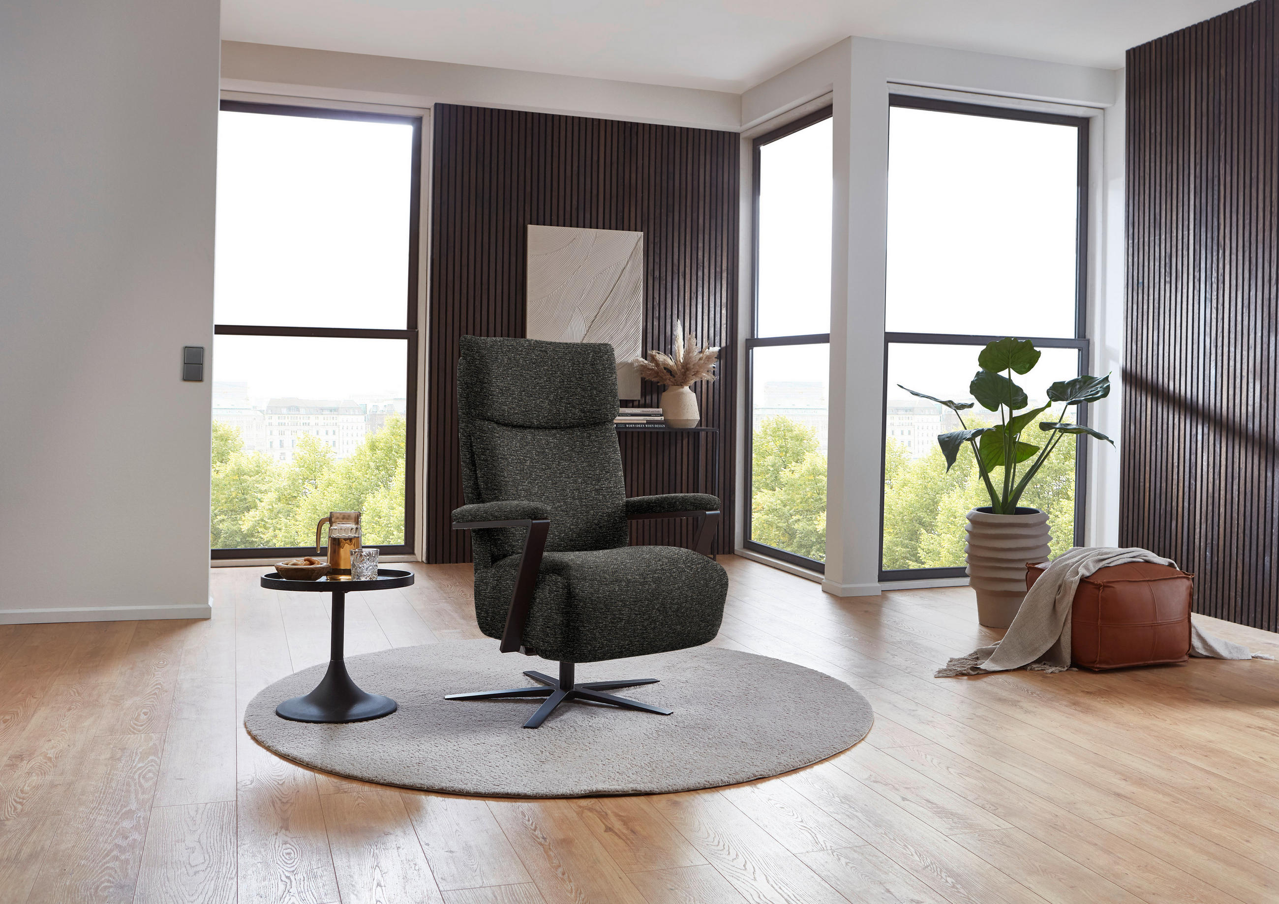 RELAXSESSEL in Textil Schwarzbraun  - Schwarzbraun/Schwarz, Design, Textil/Metall (68/117/85cm) - Cantus