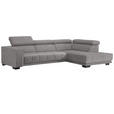 ECKSOFA in Mikrofaser Hellgrau  - Hellgrau/Schwarz, Design, Textil/Metall (301/207cm) - Xora