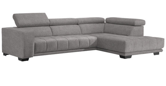 ECKSOFA in Mikrofaser Hellgrau  - Hellgrau/Schwarz, Design, Textil/Metall (301/207cm) - Xora