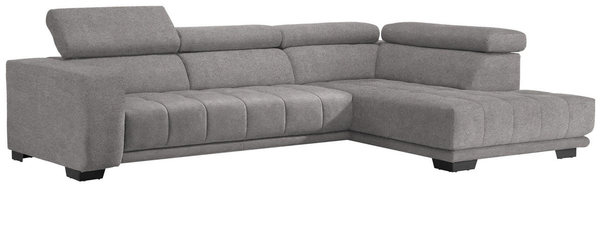 ECKSOFA in Mikrofaser Hellgrau  - Hellgrau/Schwarz, Design, Textil/Metall (301/207cm) - Xora