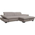 ECKSOFA in Mikrofaser Hellgrau  - Hellgrau/Schwarz, Design, Textil/Metall (290/198cm) - Xora