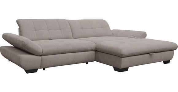 ECKSOFA in Mikrofaser Hellgrau  - Hellgrau/Schwarz, Design, Textil/Metall (290/198cm) - Xora