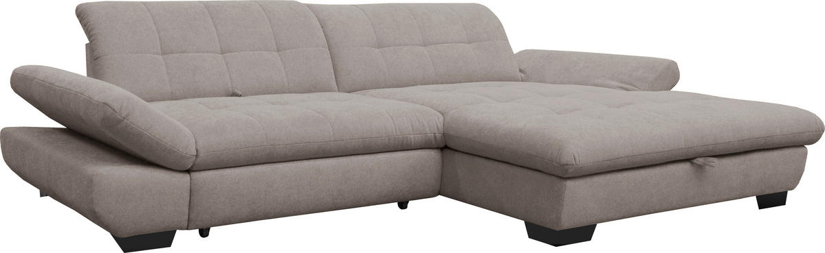 ECKSOFA in Mikrofaser Hellgrau  - Hellgrau/Schwarz, Design, Textil/Metall (290/198cm) - Xora