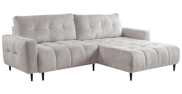 ECKSOFA Ecru Chenille  inkl. Rückenkissen, Bettkasten, Schlaffunktion, Rücken echt, Liegefläche im Originalstoff  - Ecru/Schwarz, KONVENTIONELL, Holz/Textil (266/180cm) - Carryhome