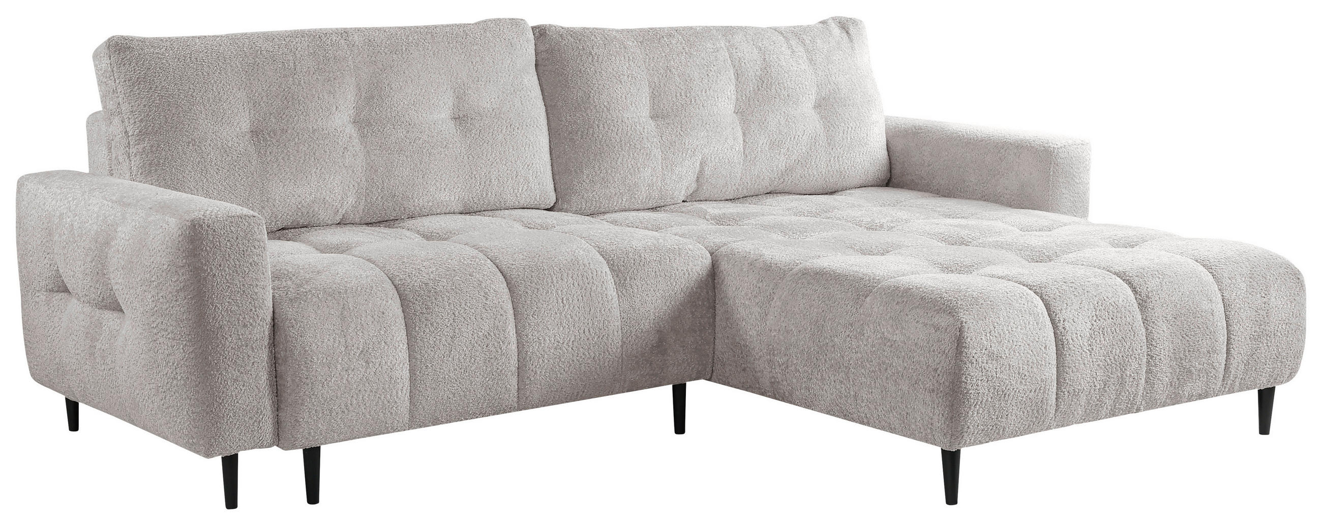 ECKSOFA in Chenille Ecru  - Ecru/Schwarz, Konventionell, Holz/Textil (266/180cm) - MID.YOU