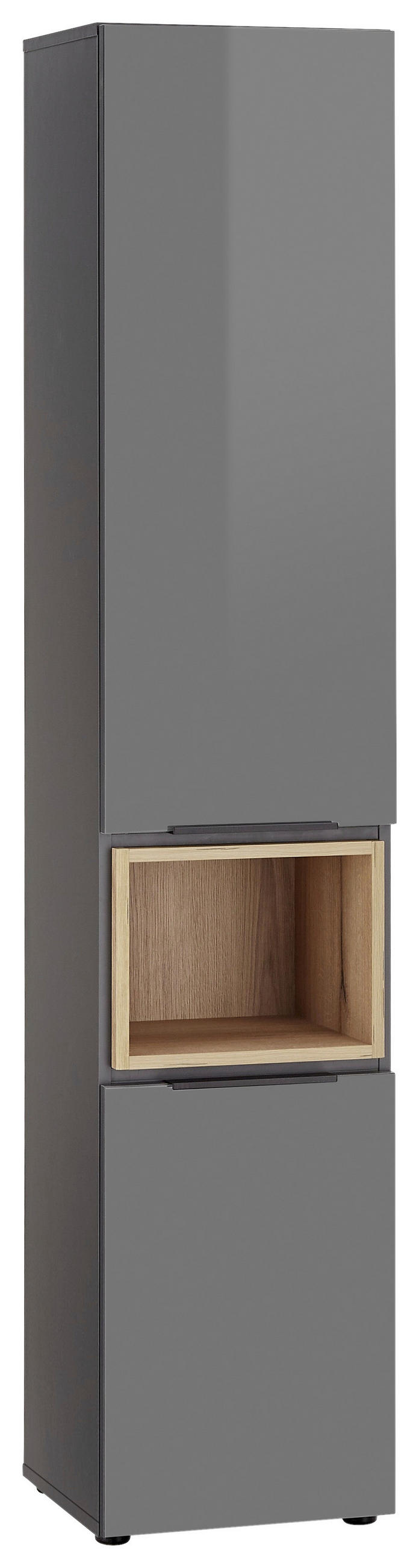 MAGASSZEKRÉNY 38/185/35 cm  - tölgyfa színű/fekete, Design, műanyag/faalapú anyag (38/185/35cm) - home24