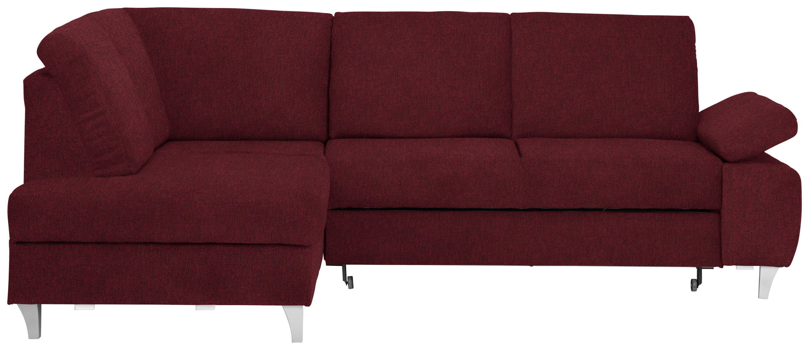 ECKSOFA in Flachgewebe Rot  - Silberfarben/Rot, Konventionell, Holz/Textil (186/255cm) - Cantus