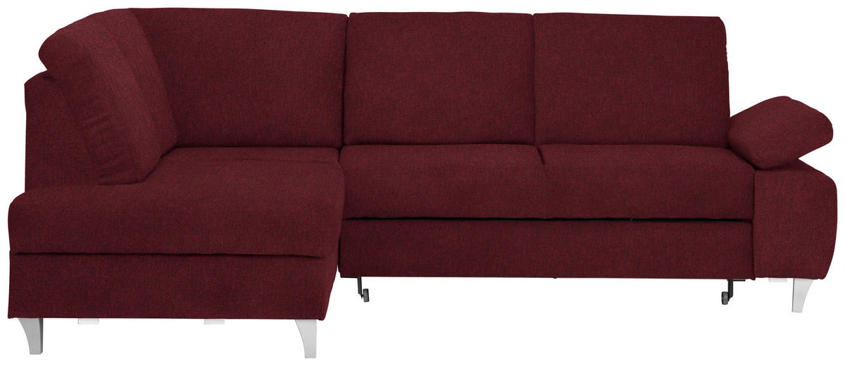 ECKSOFA in Flachgewebe Rot  - Silberfarben/Rot, Konventionell, Holz/Textil (186/255cm) - Cantus