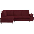 ECKSOFA in Flachgewebe Rot  - Silberfarben/Rot, KONVENTIONELL, Holz/Textil (186/255cm) - Cantus