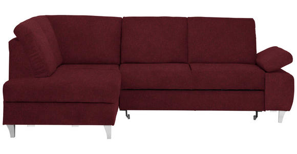 ECKSOFA in Flachgewebe Rot  - Silberfarben/Rot, KONVENTIONELL, Holz/Textil (186/255cm) - Cantus