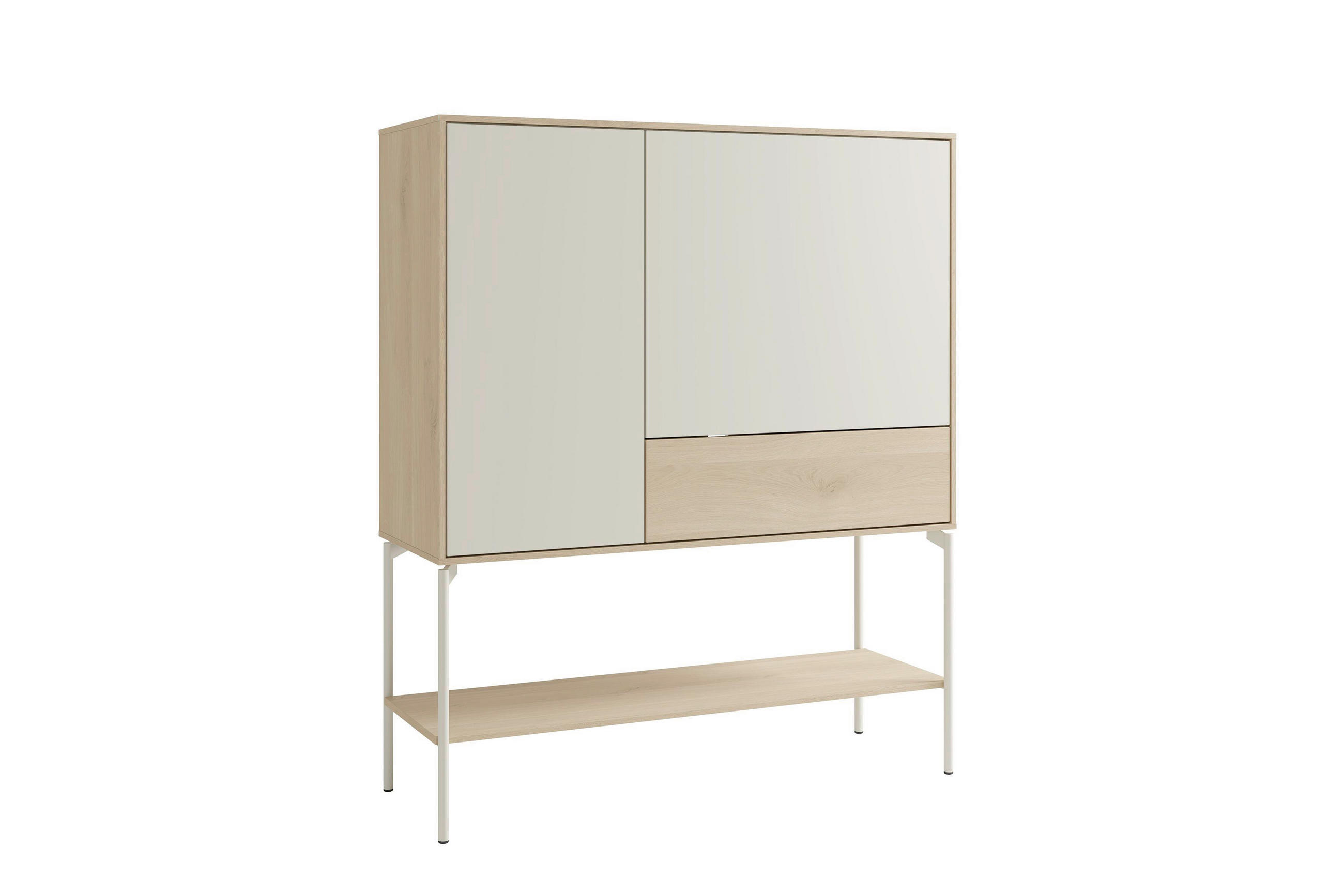 SIDEBOARD LABOE 114/135/41 cm 1 Schublade(n)  - Eiche Bianco/Seidengrau, MODERN, Glas/Holzwerkstoff (114/135/41cm) - Schöner Wohnen