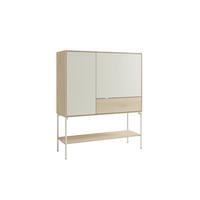 SIDEBOARD LABOE 114/135/41 cm 1 Schublade(n)  - Eiche Bianco/Seidengrau, MODERN, Glas/Holzwerkstoff (114/135/41cm) - Schöner Wohnen