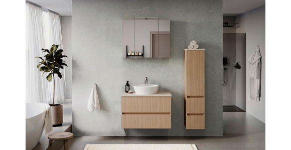 SPIEGELSCHRANK 80/64/20 cm  - Eichefarben/Silberfarben, KONVENTIONELL, Glas/Holzwerkstoff (80/64/20cm) - Xora
