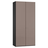 DREHTÜRENSCHRANK 102/220/40 cm,  in Braun, Schwarz, 2-türig  - Silberfarben/Schwarz, Design, Glas/Holzwerkstoff (102/220/40cm) - Jutzler