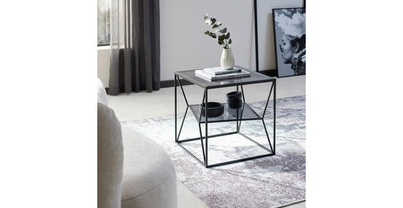 BEISTELLTISCH 40/40/45 cm Grau, Schwarz quadratisch  - Schwarz/Grau, Design, Glas/Metall (40/40/45cm) - Landscape