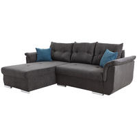 ECKSOFA in Chenille Schwarz, Petrol  - Chromfarben/Petrol, Konventionell, Kunststoff/Textil (168/240cm) - P & B