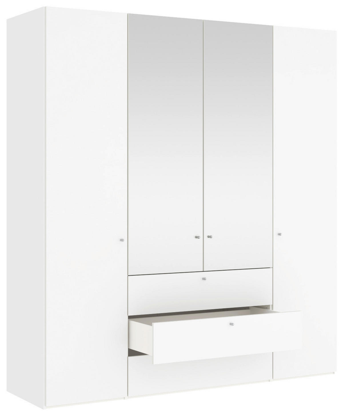 DREHTÜRENSCHRANK  in Weiß  - Silberfarben/Weiß, KONVENTIONELL, Glas/Holzwerkstoff (203/220/59cm) - Jutzler