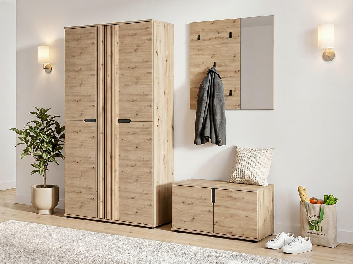 GARDEROBE 3-teilig  in 199/191/37 cm  - Eiche Artisan, Design, Holzwerkstoff (199/191/37cm) - MID.YOU