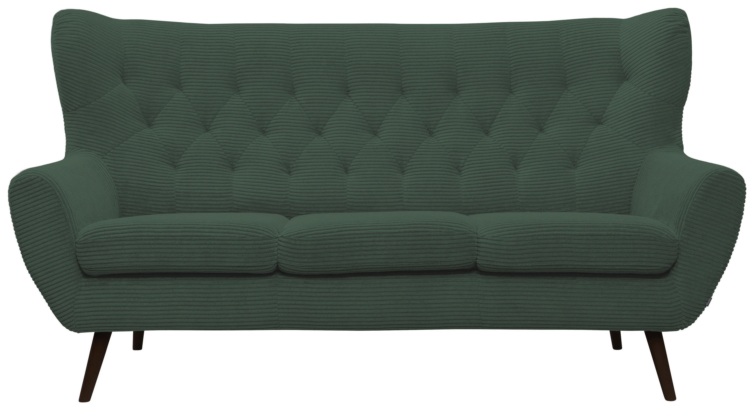 3-SITZER-SOFA Cord Grün  - Schwarz/Grün, Design, Holz/Textil (187/101/95cm) - Stylife