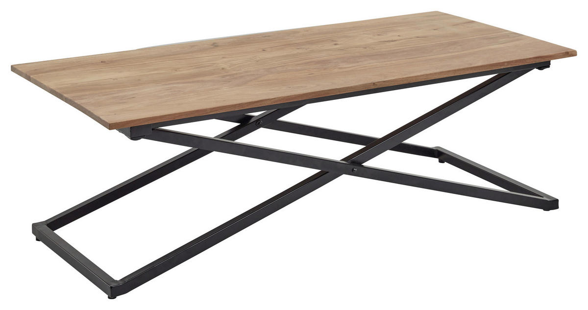 COUCHTISCH Akazie massiv 122/61/46 cm rechteckig Schwarz, Akaziefarben  - Schwarz/Akaziefarben, KONVENTIONELL, Holz/Metall (122/61/46cm) - Modante