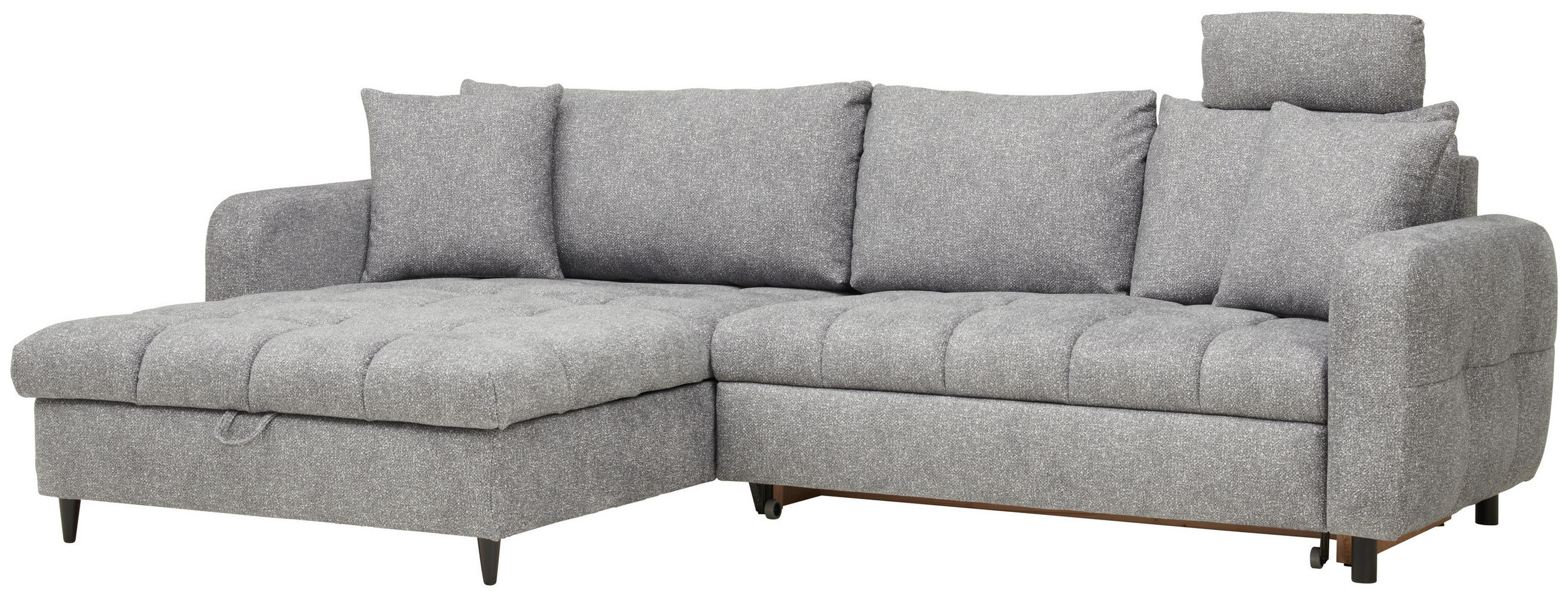 ECKSOFA inkl. Funktionen Hellgrau Velours  - Hellgrau/Schwarz, MODERN, Holz/Textil (282/184cm) - Lomoco