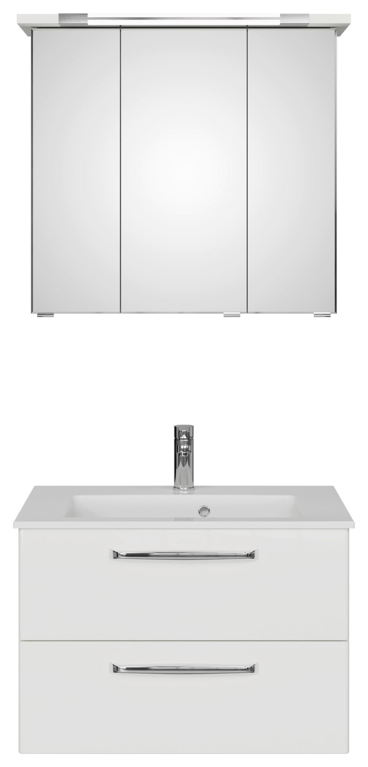 BADEZIMMER  in 77 cm  - Chromfarben/Weiß Hochglanz, Design, Glas/Holzwerkstoff (77cm) - Sadena