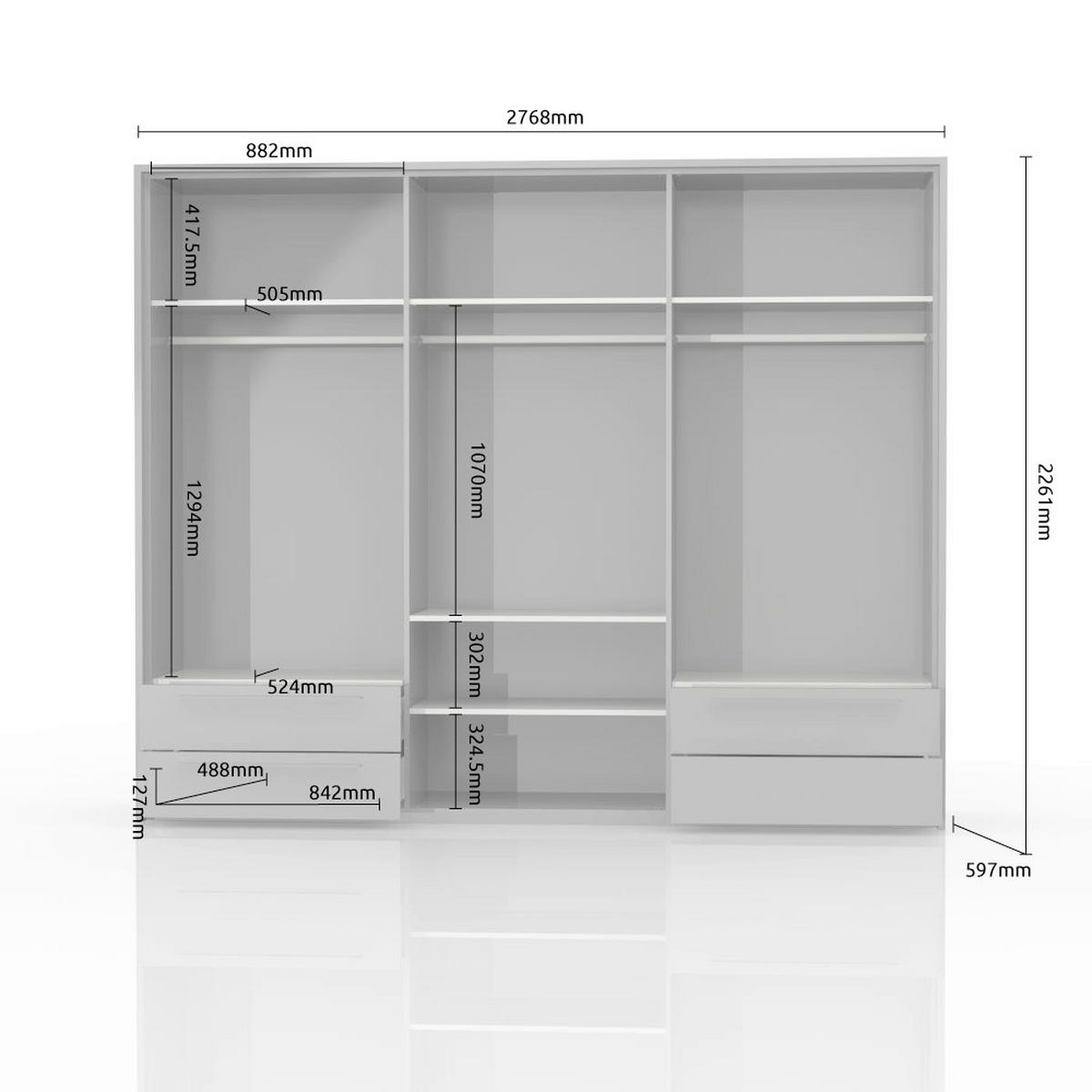 ORMAR SA KLASIČNIM VRATIMA bela, bela visoki sjaj  277/226/60 cm  - bela visoki sjaj/bela, Dizajnerski, pločasti materijal/plastika (277/226/60cm)