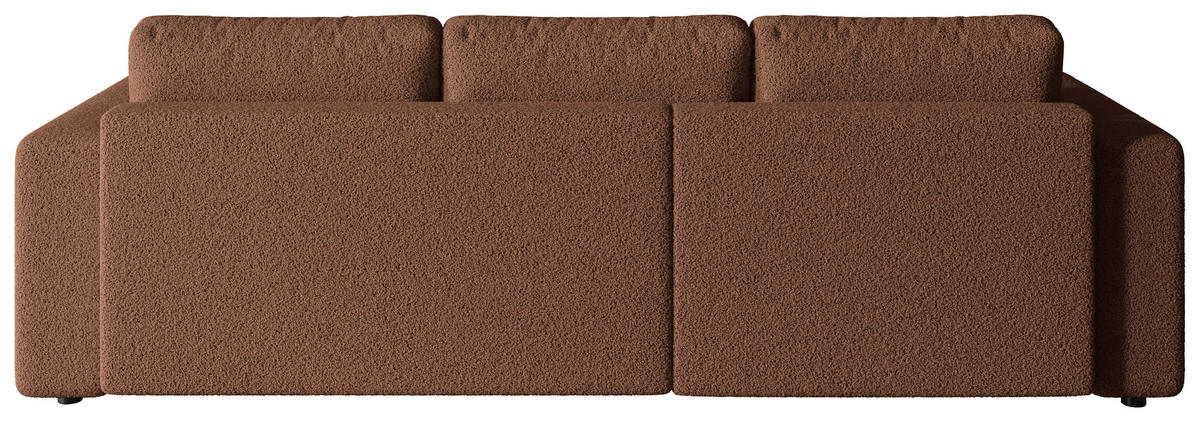 ECKSOFA Rostfarben Bouclé Zierkissen, Rückenkissen, Bettkasten, Schlaffunktion, Rücken echt, Liegefläche im Originalstoff  - Rostfarben/Schwarz, MODERN, Kunststoff/Textil (190/280cm) - Carryhome