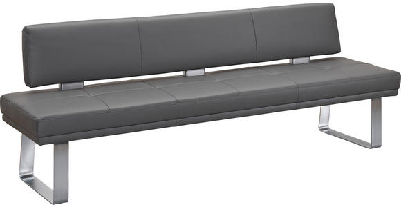 SITZBANK in Grau, Edelstahlfarben - Edelstahlfarben/Grau, Design, Leder/Metall (239cm) - Dieter Knoll