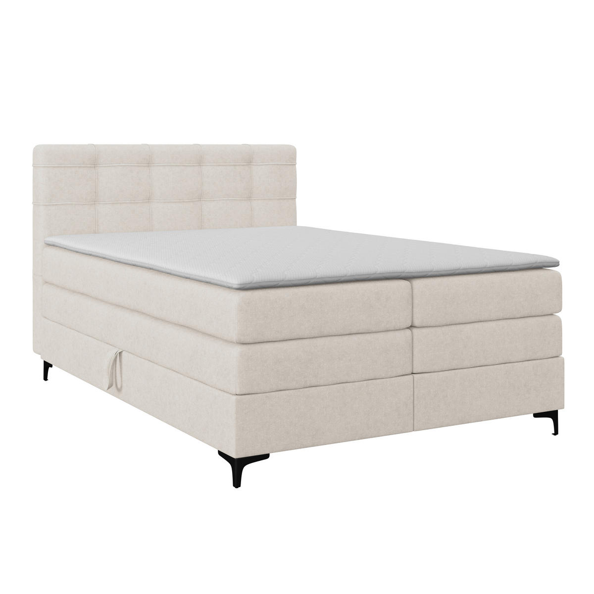 BOXSPRINGBETT 140/200 cm,  in Creme, H3 = fest  - Creme/Schwarz, KONVENTIONELL, Kunststoff/Textil (140/200cm)