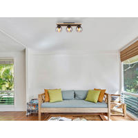 STROPNÉ SVIETIDLO, 60/15/20,5 cm - čierna/tmavohnedá, Natur, kov/drevo (60/15/20,5cm) - Globo