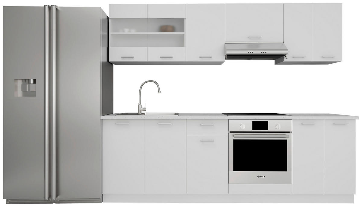 KÜCHENLEERBLOCK 240 cm   in Weiß  - Alufarben/Weiß, KONVENTIONELL, Holzwerkstoff/Metall (240cm) - MID.YOU